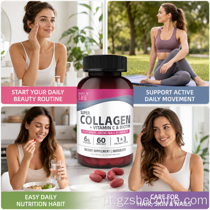 Shecome Super Colágeno Comprimidos Pele Cabelo Unhas Suporte